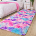 Soft Rainbow Rug for Girls Room, Cute Fluffy Girls Bedroom Rugs, 2X6 Feet Shaggy Princess Rug Colorful Carpet for Kids Teens Toddler Playroom Nursery Reading Nook, Hot Pink