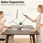 360° Rotating Laptop Stand for Desk Fit 10-17" Device | Adjustable Height, Ergonomic Laptop Riser Standing Desk Converter, Macbook Stand, Aluminum Computer Riser Holder