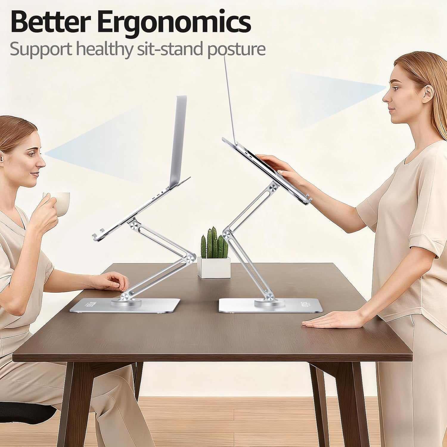 360° Rotating Laptop Stand for Desk Fit 10-17" Device | Adjustable Height, Ergonomic Laptop Riser Standing Desk Converter, Macbook Stand, Aluminum Computer Riser Holder
