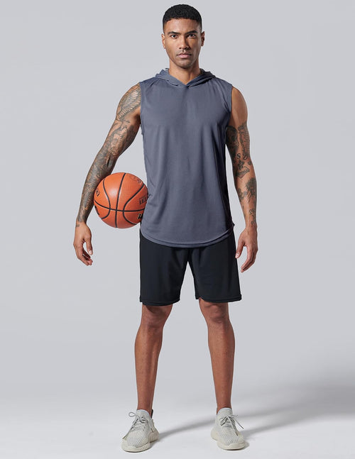 3-Pack Sleeveless Gym Hoodie for Men Workout Shirts, Muscle Hooded Tank Tops Athletic Apparel
