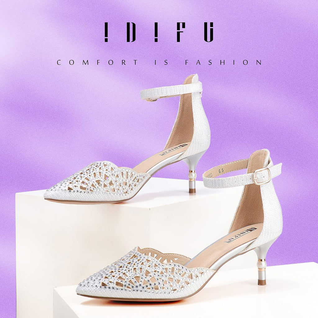 Women'S IN2 Candice Wedding Rhinestones Sequins Low Kitten Heels Pumps Dress Evening Shoes for Women Bridal Bride