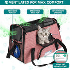 Airline Approved Pet Carrier Cat Small Dogs, Small Heather White Red | Soft Sided TSA Travel Bag, Sherpa Bed, Breathable Mesh Ventilation, Collapsible Bowl, Fits under Seat, up to 18 Lbs