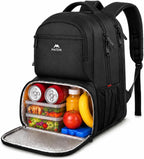 Lunch Backpack for Men, 17 Inch Work Backpack with Lunch Compartment | Laptop Compartment, Water Resistant, anti Theft, Insulated Cooler Backpack, Meal Prep Bag for College Travel Picnic, Black