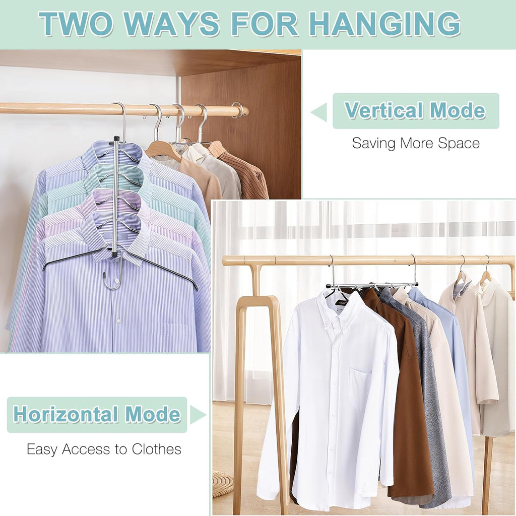 Clothes Hangers Space Saving Shirt Hangers,  Non Slip PVC Coating Multi Blouse Hangers Shirt Organizer for Closet Organizers and Storage for T Shirt Sweater Hoodie Coat Dress Black 4 Pack