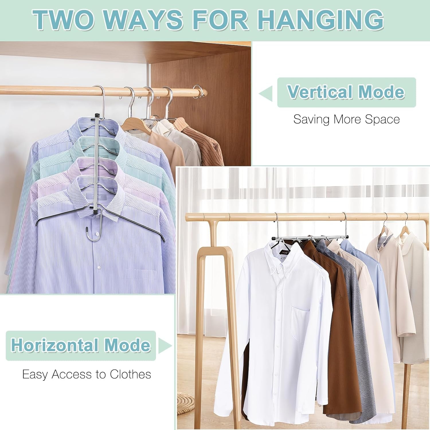 Clothes Hangers Space Saving Shirt Hangers,  Non Slip PVC Coating Multi Blouse Hangers Shirt Organizer for Closet Organizers and Storage for T Shirt Sweater Hoodie Coat Dress Black 4 Pack