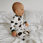 – Zipper Organic Sleeper Footed Onesies Sleeper Baby Pajamas with Inseam Zipper