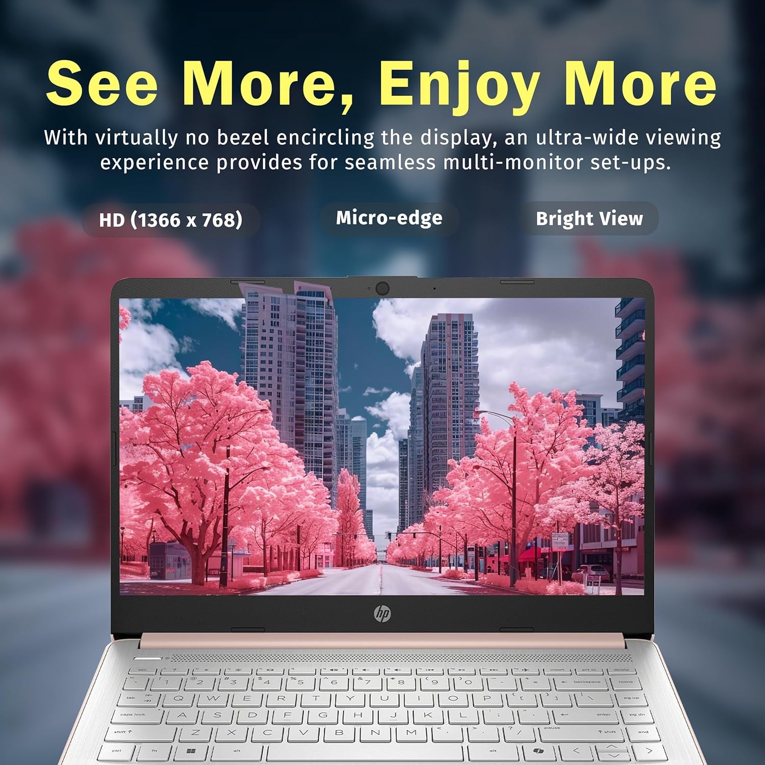 Stream 14" HD Brightview Laptop, Intel Celeron N150, 16GB RAM, 288GB Storage (128GB UFS + 160GB Docking Station Set), Intel UHD Graphics, 720P Webcam, Wi-Fi, 1 Year Office 365, Win 11 S, Gold