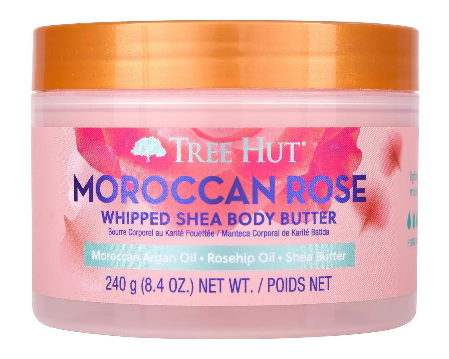 Moroccan Rose Whipped Shea Body Butter, 8.4Oz, Lightweight, Long-Lasting, Hydrating Moisturizer with Natural Shea Butter for Nourishing Essential Body Care