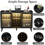 Ermo Wine Bar Cabinet with Led Light, Home Coffee Cabinet with Wine and Glass Rack