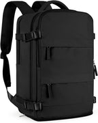 Large Black Travel Backpack for Women Men Airline Approved Carry on Backpack Flight Approved Waterproof Sports Luggage Backpacks Casual Daypack Small Hiking Backpacks
