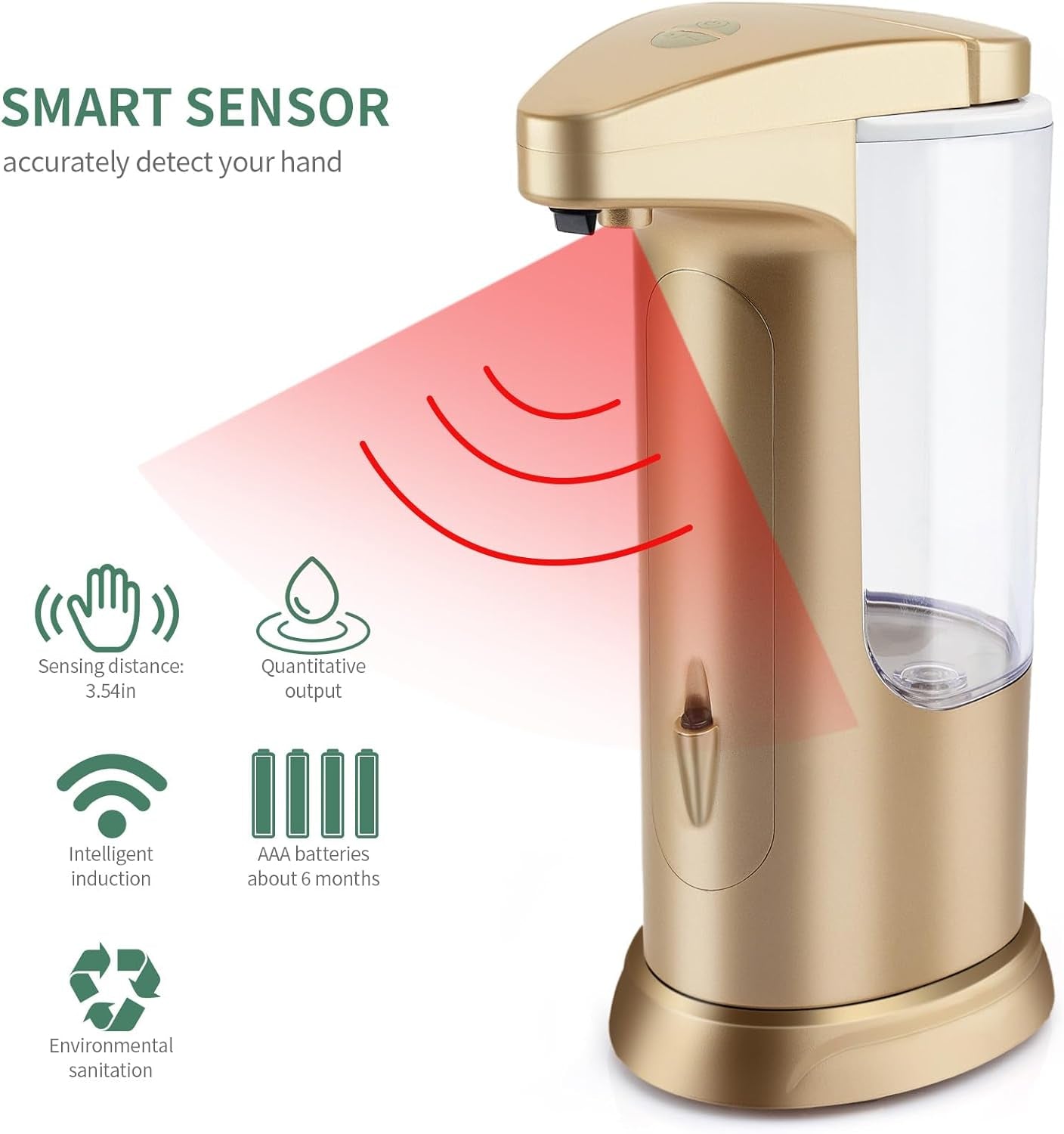 Automatic Soap Dispenser Touchless Sensor - Electric Liquid Soap Dispenser Hand Free with Adjustable Volume Switches for Kitchen Bathroom Countertop Shower Hotel