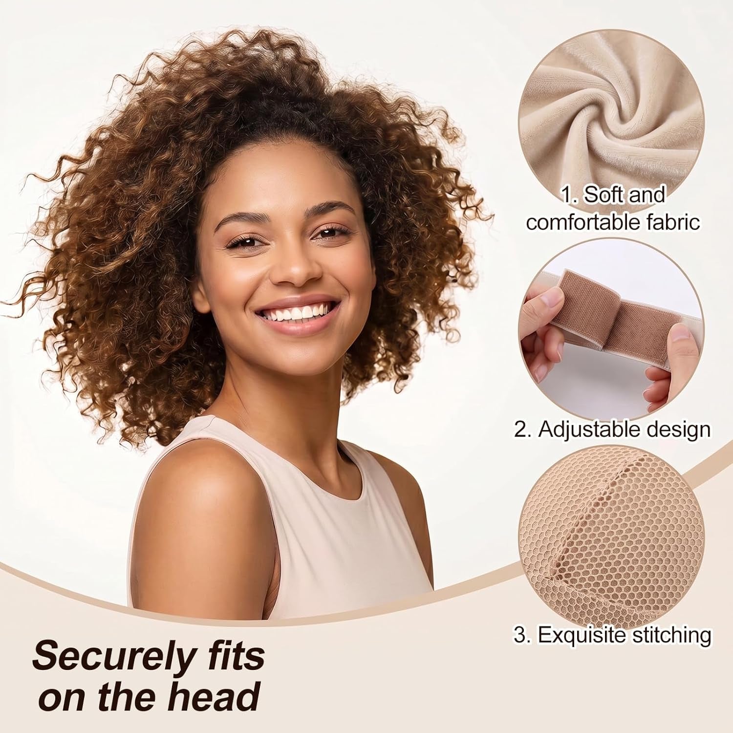10 Pcs Wig Grip Band - Velvet Wig Grips | Adjustable Headband No Slip Edge Saver Stay Put for Women (Beige)
