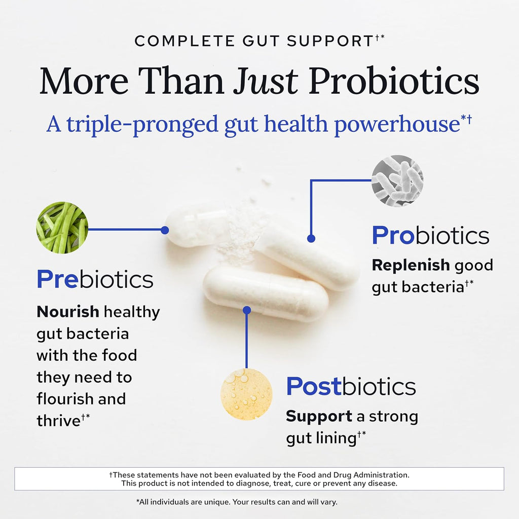 ® Bio Complete 3, 3-In-1 Probiotics for Gut Health, Probiotic Supplements for Digestion, Supplement Supporting Bloating, Gas, Food Cravings, Energy Levels, Skin, and Focus, 30 Day Supply