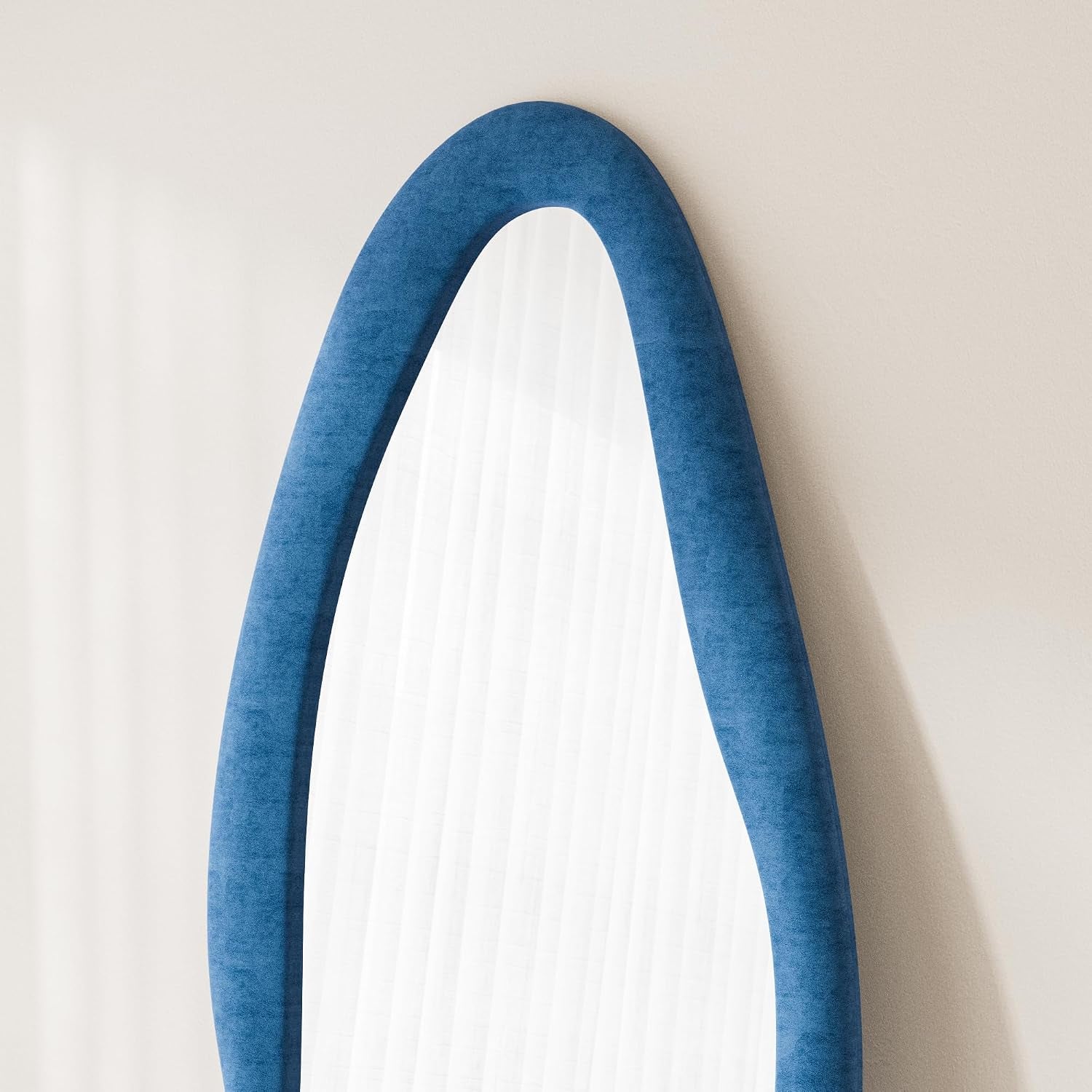 Irregular Wavy Mirror - Full Length Wall Mirror, Standing or Hanging for Bedroom (Blue, 63"X24")
