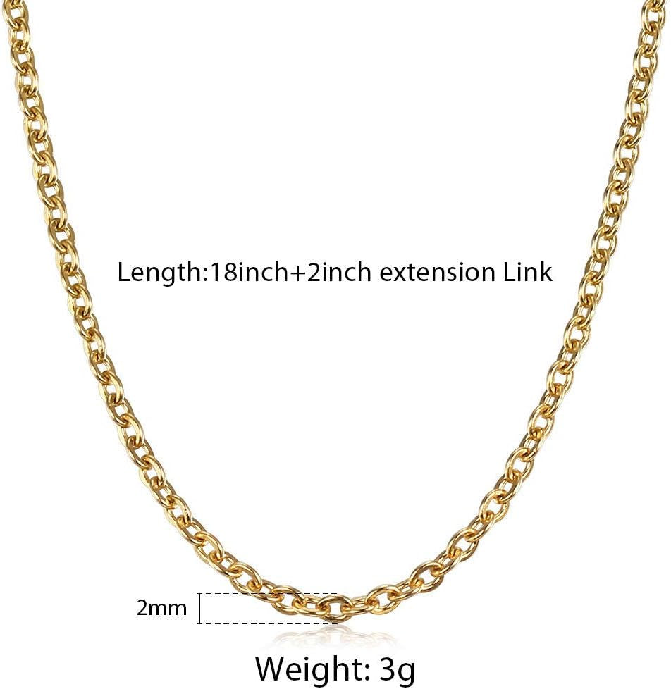 Rectangle Initial Letter Pendant Charm for Mens Womens Gold Plated Capital Letter Pendant Necklace Rolo Chain 18Inch
