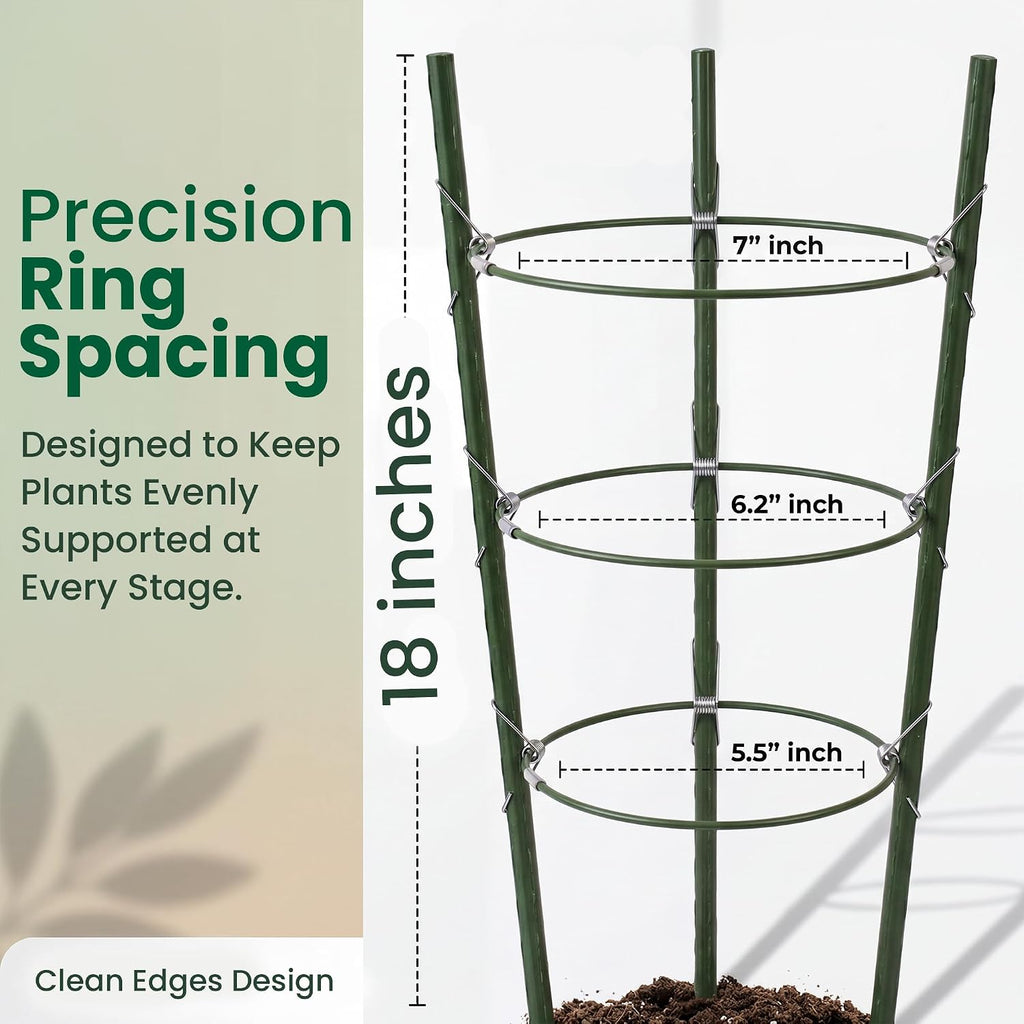 4 Pack round Tomato Cages for Garden,18 Inches Small Metal Tomato Cages with Adjustable Rings,Tomato Trellis and Plant Support for Raised Garden Beds, Pots and Climbing Vegetables