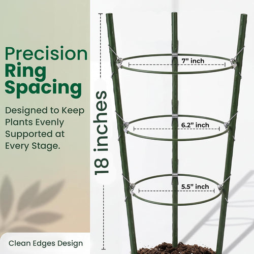 4 Pack round Tomato Cages for Garden,18 Inches Small Metal Tomato Cages with Adjustable Rings,Tomato Trellis and Plant Support for Raised Garden Beds, Pots and Climbing Vegetables