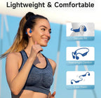 Bone Conduction Headphones Bluetooth 5.4, Open Ear Headphones with Mic, Wireless, 10H Playtime, IPX5 Waterproof Sports Headphones (Blue)