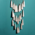 Macrame Dream Catcher Wall Hanging, Beige Large Boho Bedroom Decor | Handmade Tassel Feather Ornament, Natural Cotton, Modern Chic Living Room Nursery Art Decor, Blessing Gift for Women Girls