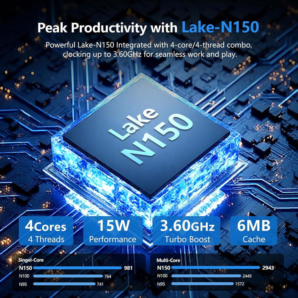 Gaming Laptop, Laptop Computer with Twin Lake N150 Processor(Up to 3.6Ghz), 16GB RAM 1TB Ssd,Backlit KB Fingerprint, 15.6" IPS 1080P, Win 11 Pro,Wifi 5,BT 4.2,Gaming Laptops,Lap Top,Student Laptops