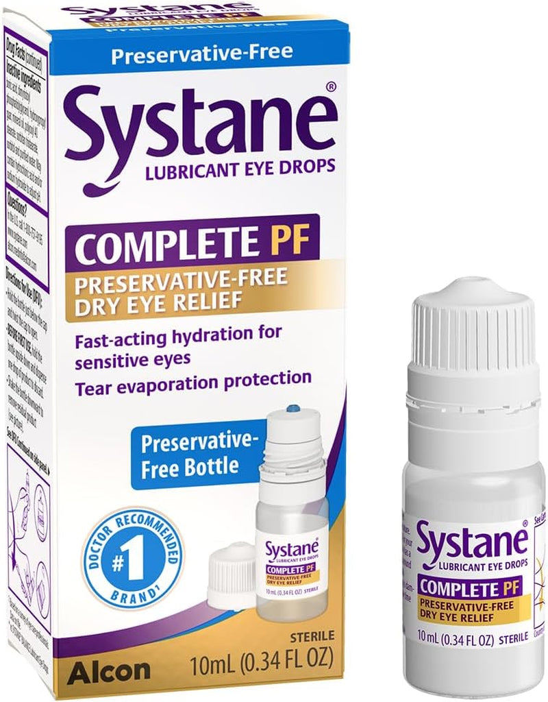 COMPLETE Preservative Free Dry Eye Drops, 0.34 Fl Oz, Contains Propylene Glycol 0.6%, Multi-Dose Lubricating Eye Drops for Irritation & Dryness, Hydrating & Soothing