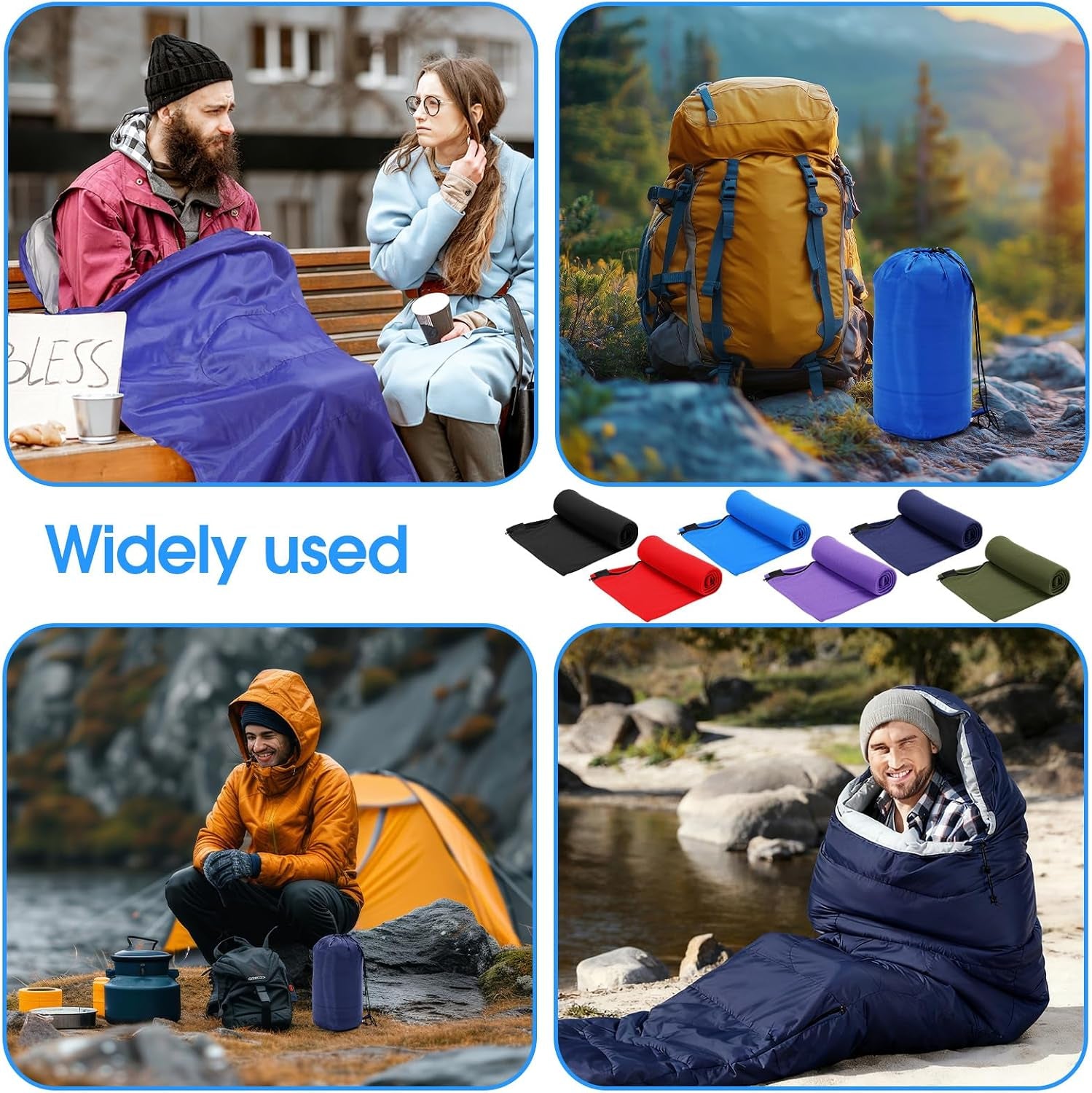 6 Pack Sleeping Bags with Fleece Liners for Adults Bulk, Lightweight Waterproof Camping Sleeping Bags Set for Summer Camp, Church Trip, Emergency Relief, Outdoor Hiking Backpacking