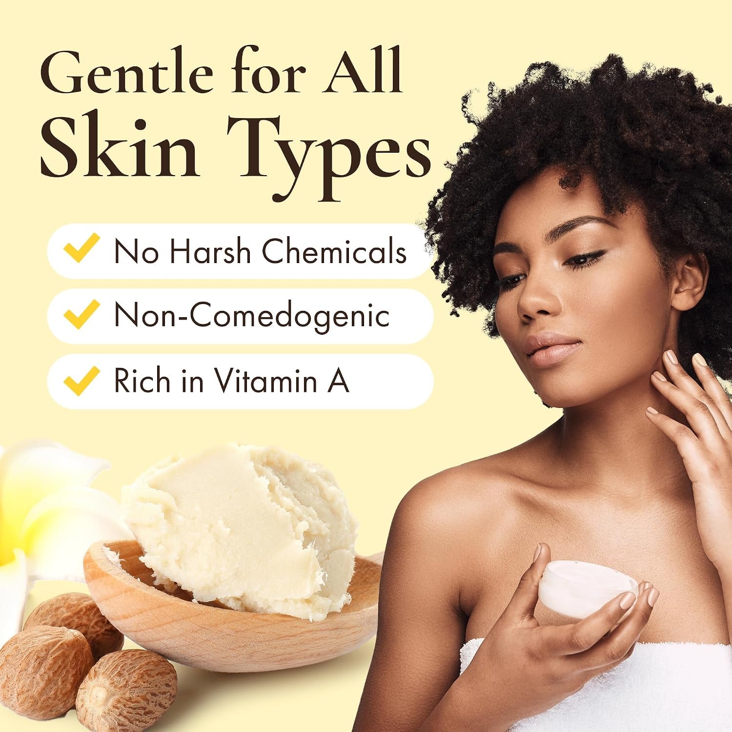 Raw African Shea Butter from Ghana, 100% Pure Unrefined Grade a Yellow Shea Butter for Skin & Hair, Deep Moisturizing Body & Hair Butter – 14 Oz