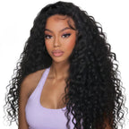 Half Wig Human Hair Deep Wave for Black Women 20 Inch Natural Colour | Curly Half Wigs for Women 3 in 1 Drawstring Flip over Glueless Wear Go Beginner Friendly 150% Density, Quick Install
