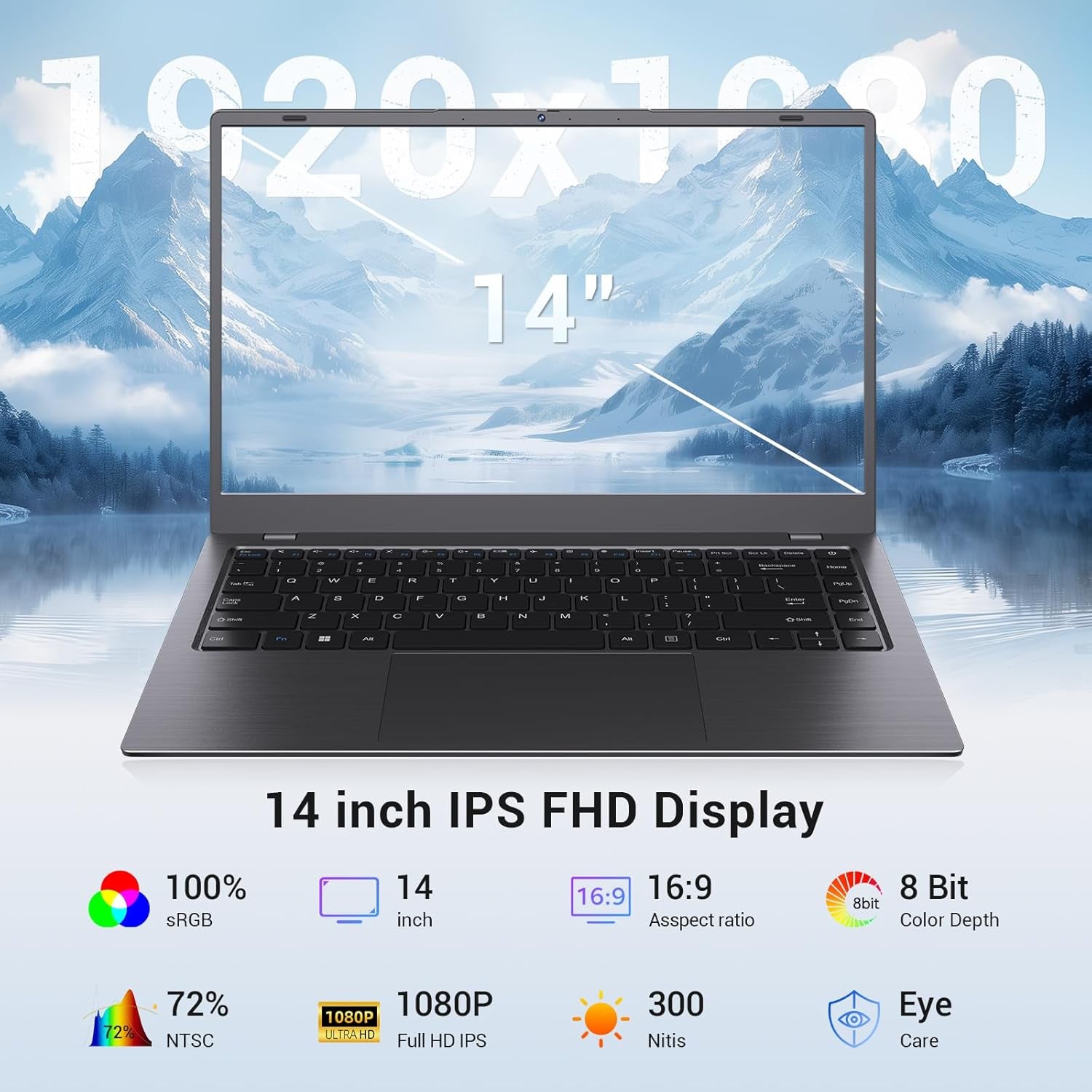 Laptop Computer, Pentium Gold up to 3.4Ghz (Beats Pentium, Celeron), Type-C PD, HDMI, USB 3.2, TF Card Slot, 14" FHD IPS, 8GB RAM, 128GB SSD, up to 2TB, Laptop for Student, Business, Office