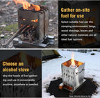 Survival Stove for Camping Cooking, Portable Wood Burning Stove, Stable Stainless Steel Foldable Camp Stove, Emergency Outdoor Cooking Stove No Gas Required, Compact Bushcraft Stove