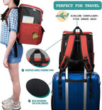 Dog Travel Backpack 27L Airline Approved Pet Supplies Bag, Red | Cat Traveling Suitcase Organizer for Weekend Road Trip Camping; 2 Food Containers, 2 Collapsible Bowls & Poop Bag Dispenser