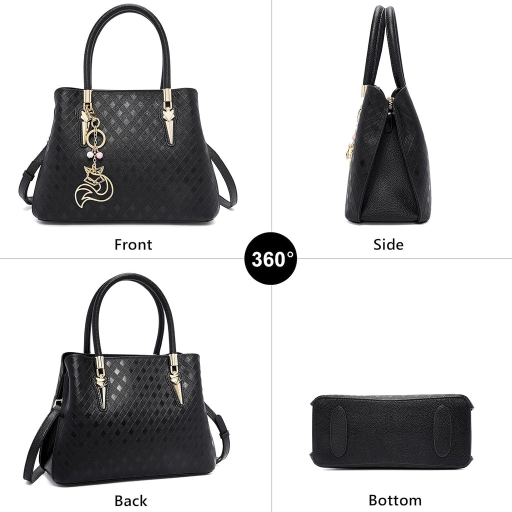 Genuine Leather Satchel Handbags for Women Top-Handle Bags Elegant Shoulder Purses