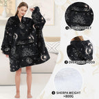Wearable Blanket Hoodie for Adult,Oversized Sherpa Fleece Blanket Hoodie for Women Men,Sun and Moon