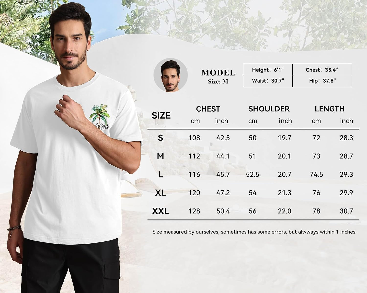Mens Malibu Vibe Palm Tree California Casual Short Sleeve T-Shirt | Perfect for Surf Travel Great for Beach Lovers West Coast Fans.
