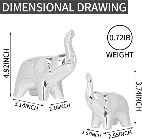 A Pair Elephant Statue Home Decor,Modern Style Figurines,Sculpture for ​Office Desktop Bookshelf Living Room (Silver)