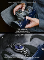Watch Case Travel Organizer - Watch Roll Case - 3 Watch Case Display Storage - Watches Accessory Gift - Midnight Blue Leather