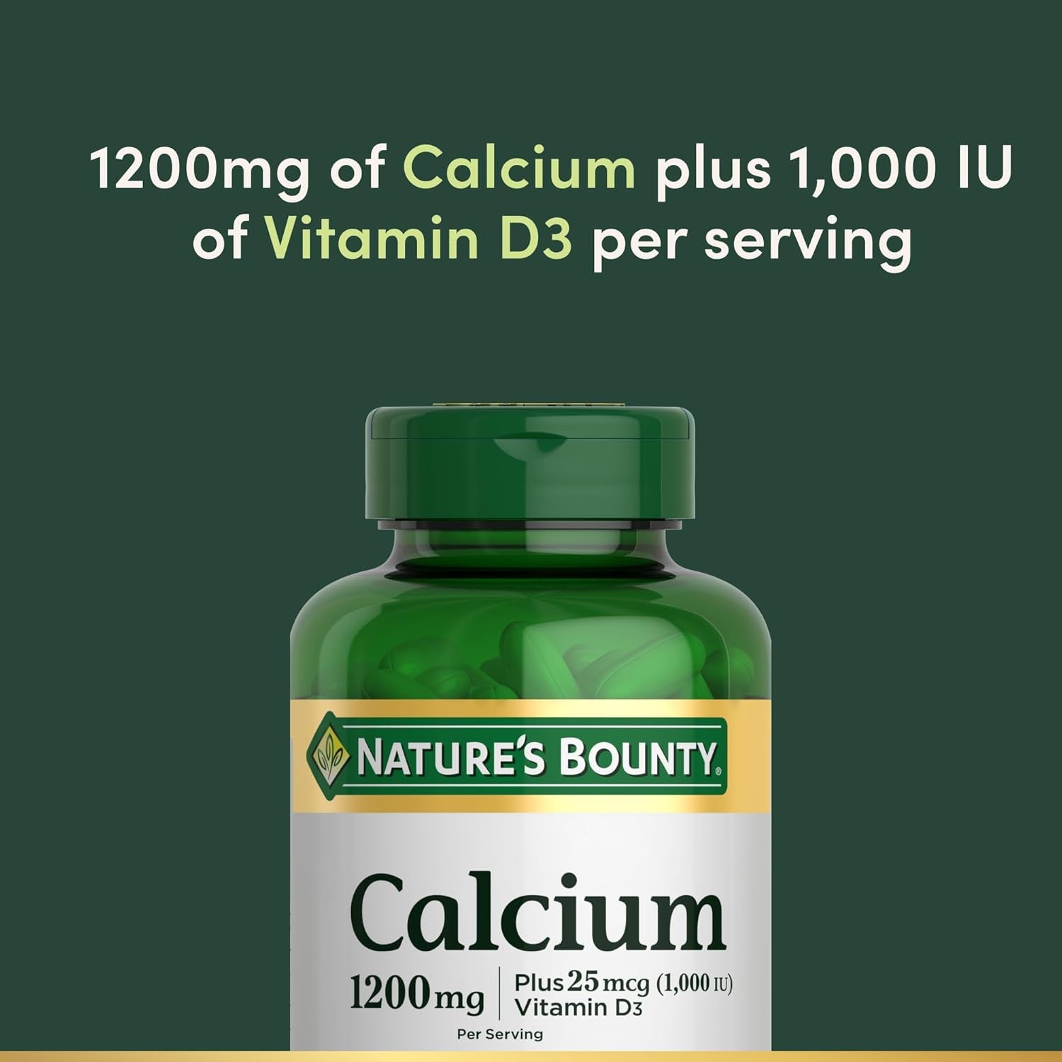 Calcium 1200 Mg with 1000 IU Vitamin D3 - Bone Health Softgels, Calcium and Vitamin D Supplement, Gluten Free, 2 Softgels per Day, 120 Ct (Pack of 1)
