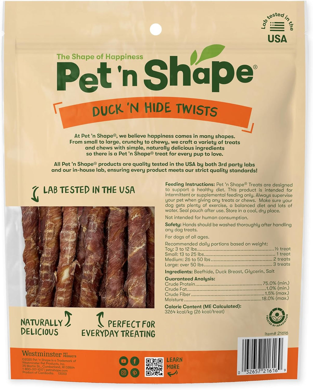 Duck 'N Hide Twists - Duck Wrapped Rawhide Natural Dog Treats, Small, 1 Pound (Pack of 1)