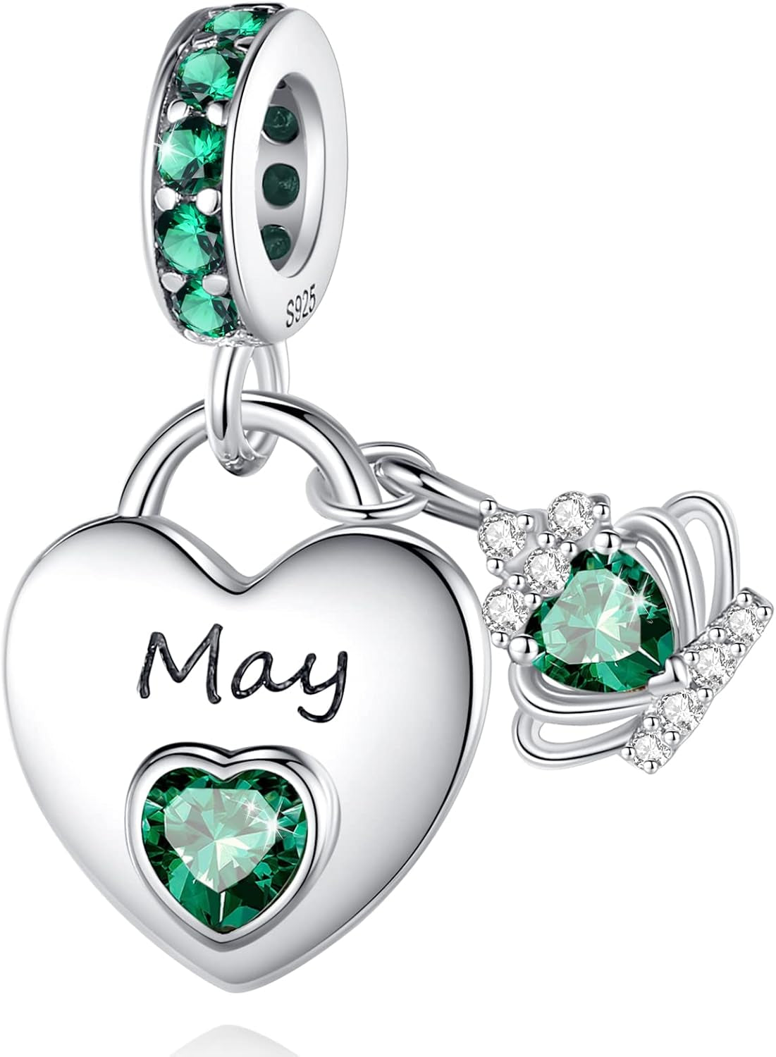 Birthstone Charms for Charms Bracelet: 925 Sterling Silver Heart Dangle Charms for Bracelets and Necklaces, Birthday Mother'S Day Christmas Gifts for Women.