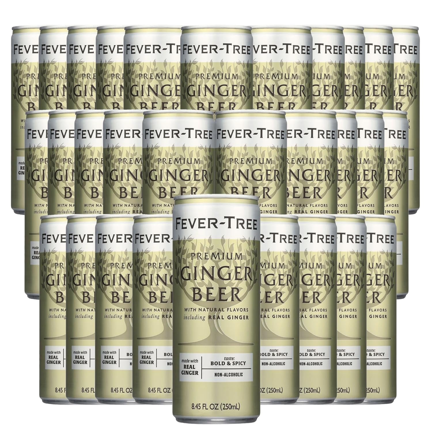 Fever Tree Premium Ginger Beer - Premium Quality Mixer and Soda - Refreshing Beverage for Cocktails & Mocktails 250Ml Bottle - Pack of 30