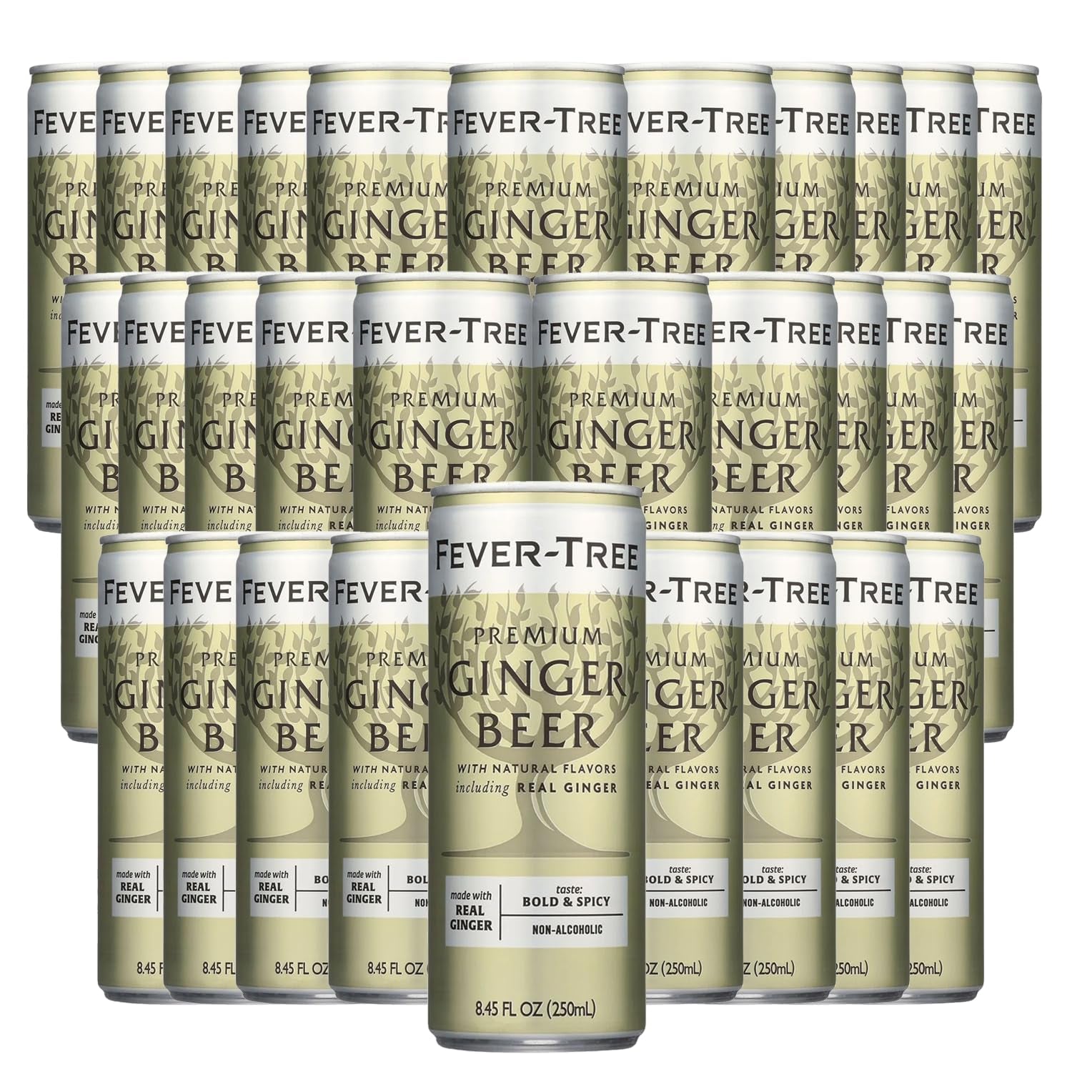 Fever Tree Premium Ginger Beer - Premium Quality Mixer and Soda - Refreshing Beverage for Cocktails & Mocktails 250Ml Bottle
