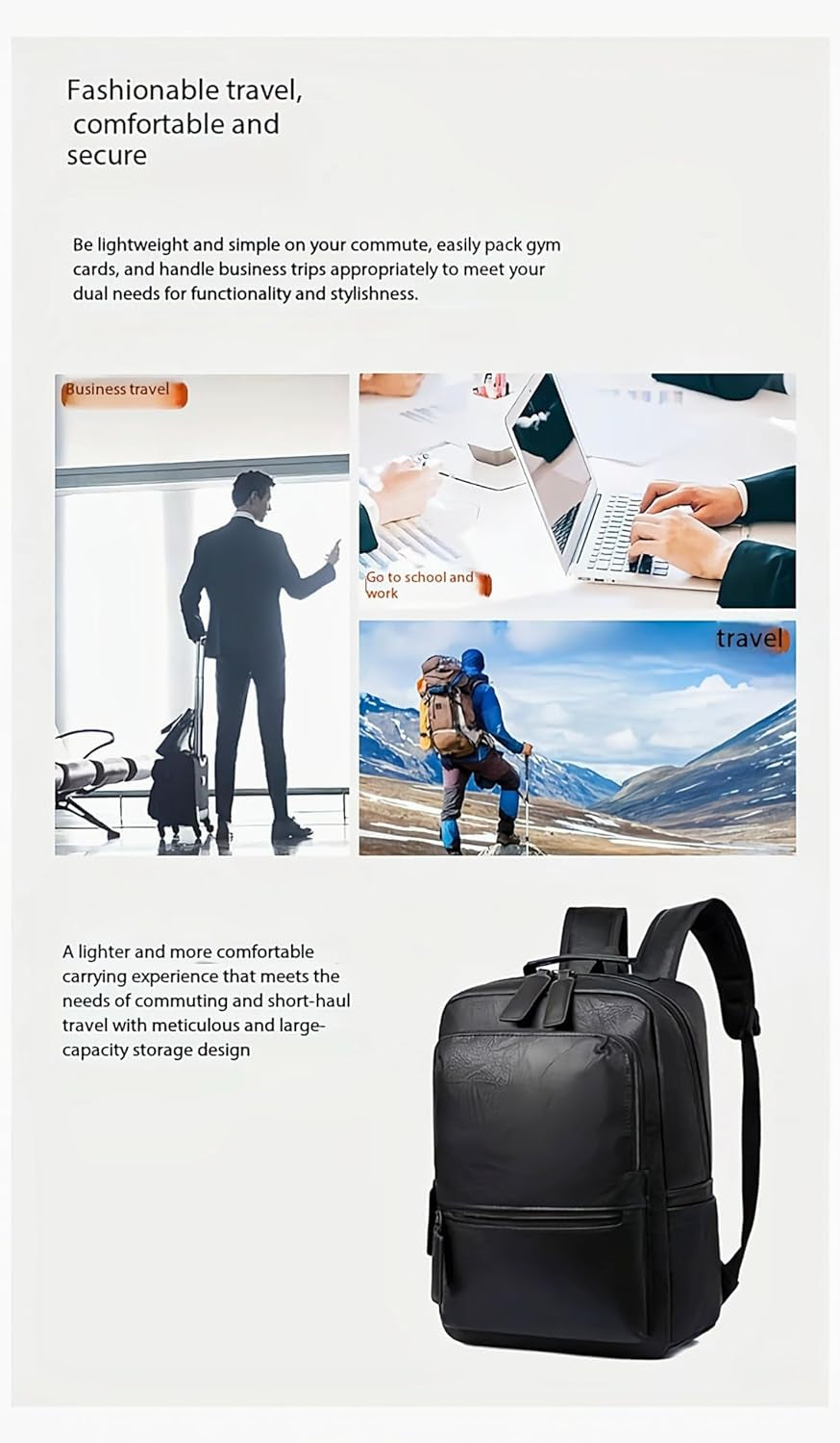 Unisex PU Leather Laptop Bag Work Business Bag Hiking Backpack Leisure Day Bag University Schoolbag (Large,Brown 2)
