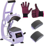 Hat Heat Press Machine, Precise Temp/Timer Control, 6.54"X3.84"Curved Heat Plate, Hat Stretcher, Safety Base, 2 Hat Pad, Glove, Heat Press Heat for Caps, Sublimation, Vinyl, Heat Transfer