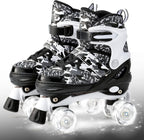 Boys and Girls Camo Adjustable Roller Skates with Light up Wheels, Fun Illuminating Rollerskate for Kids Girls Youth