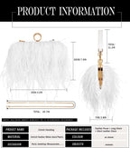 Women'S Real Natural Ostrich Feather Tote Evening Dress Bag Shoulder Bag Party Money Bag Wallet Clutch