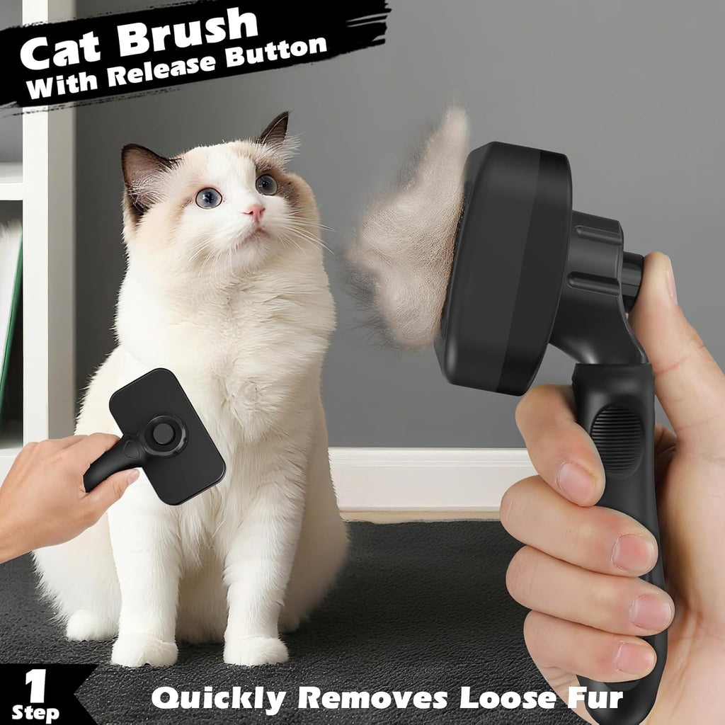 3PCS Cat Grooming Supplies,Cat Brush & Nail Clipper/Trimmer & Flea Comb for Shedding Indoor Cats Dogs and Small Animals - Meet All Your Pet'S Daily Grooming Needs - All in One Set (Green)