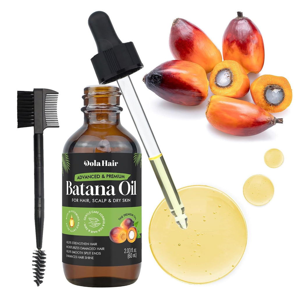 Batana Oil for Hair, Scalp & Skin, Natural Elaeis Oleifera Kernel Oil, Moisturizing Hair Oil for Dry Hair, Lightweight Conditioning Oil, Enhances Softness & Shine, 2.03 Fl Oz (60 Ml)
