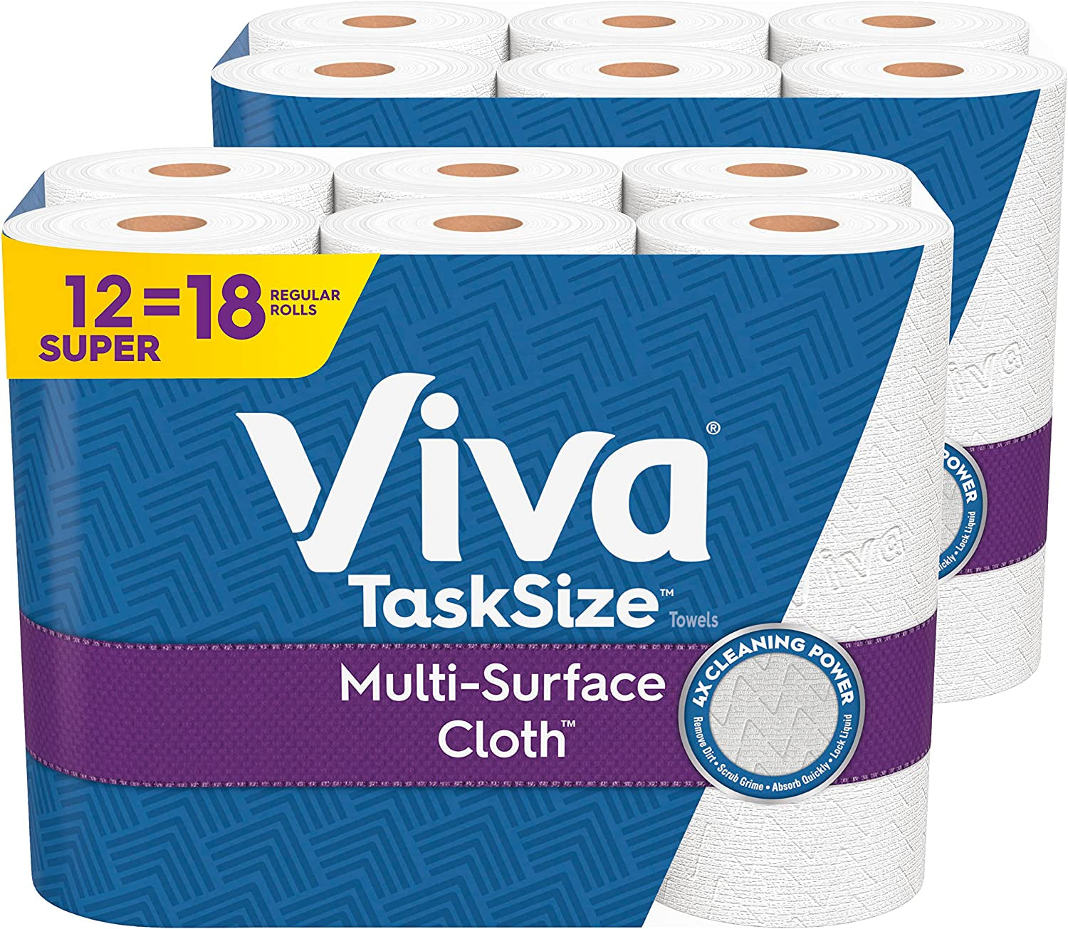 Multi-Surface Cloth Paper Towels, Task Size - 12 Super Rolls (2 Packs of 6) - 81 Sheets per Roll