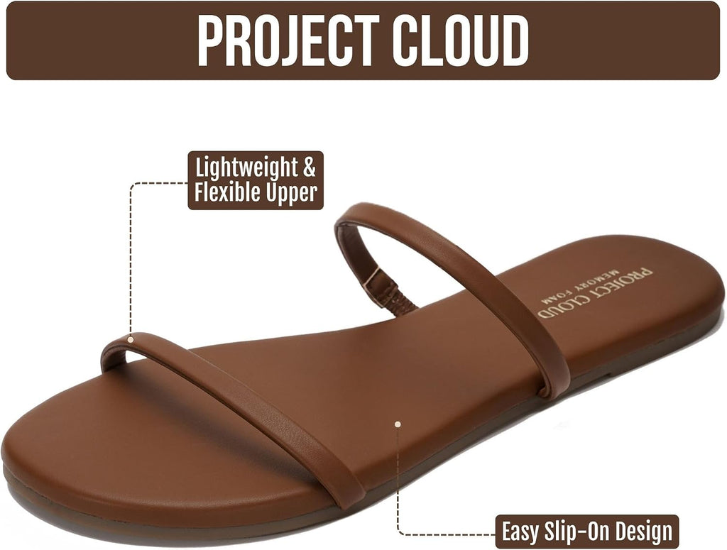 Summer Sandals for Women with Memory Foam Insole (Transition) | Memory Foam Insole; Beach Flip Flops; Non-Slip Sole; Lightweight Double Straps; Summer Sandals for Women; Everyday Comfort