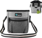 Dog Treat Pouch, Pet Treat Pouch for Training, Dog Walking Bag Holder for Kibbles, Pet Food Toy, Dog Trainer Essentials Supplies, Poop Bag Dispenser, 3 Ways to Wear (Heather Gray)
